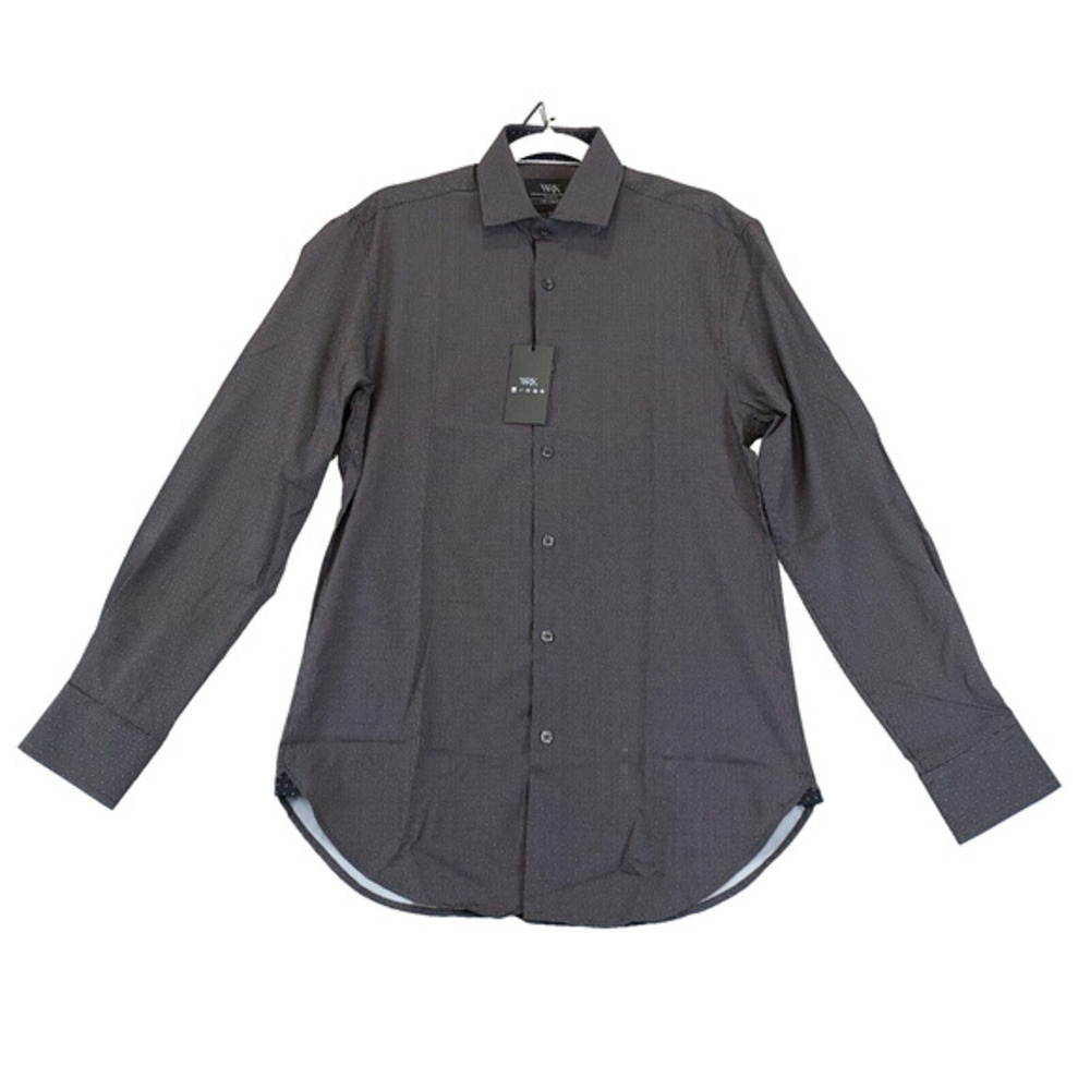 WRK Work Rest Karma Micro Spec Button Shirt 4 Way Stretch Flip Cuff Men 15 Black